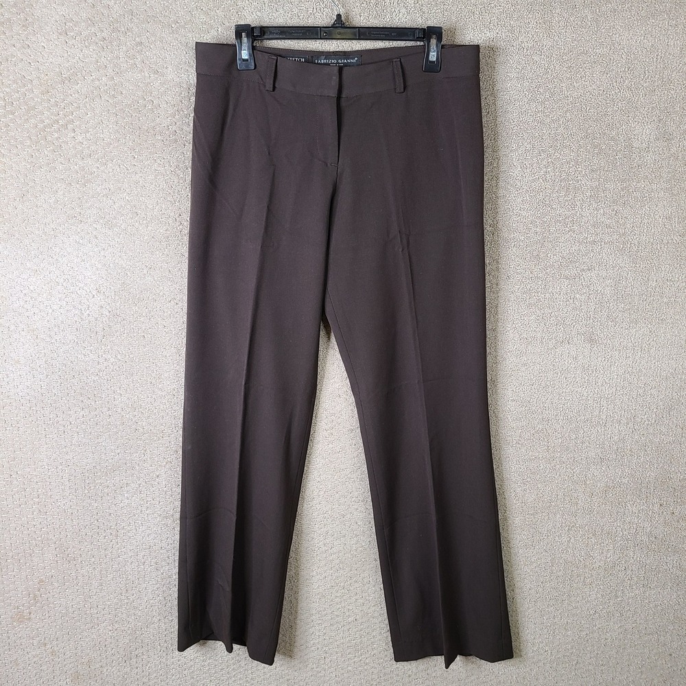 Fabrizio Gianni Pants Womens 10 Brown Slim Straight Poly Rayon‎ Stretch Casual